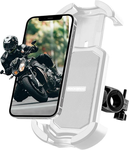 ROCKBROS Bike Phone Holder, Motorcycle Phone Mount with Security Lock, Shockproof Bicycle Phone Mount, Adjustable Phone Holder for Bike, Motorcycle, Scooter, Suitable for 4.7”-6.8”