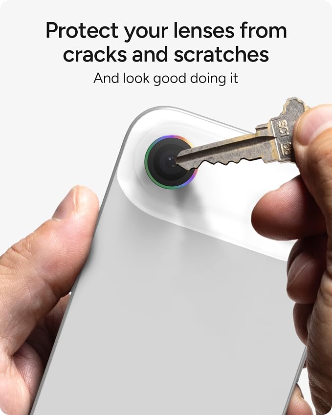 ZAGG iPhone Camera Lens Protector for iPhone Air - Iridescent, Camera Ring, Maximum Impact & Scratch Protection, Anti-Reflective Technology, Smudge-Resistant, Precise Fit, Glass Elite