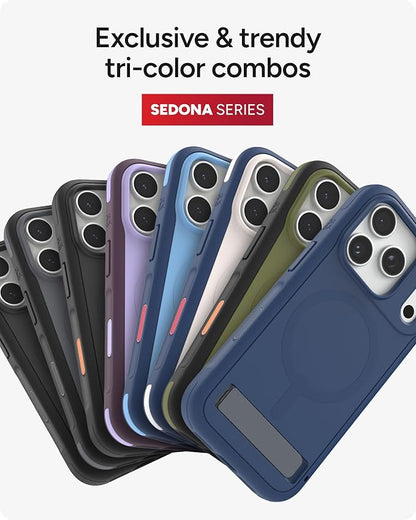 ZAGG Sedona Snap Case with Kickstand for iPhone 17 Pro - Navy Blue, Drop Protection (13ft/4m), Multi-Layer Protection, with Camera Button, MagSafe Phone Case with Impact-Absorbing Bumpers