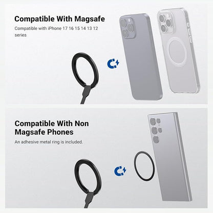NEEWER Magnetic Phone Grip, Dual Side Magnet Cell Phone Ring Holder Stand Foldable Kickstand Portable Compatible with MagSafe iPhone Samsung Android for Car Mount Workout Gym Video Recording, PA140