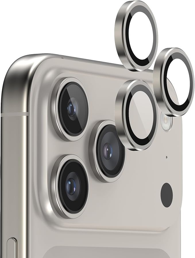 FLOLAB NanoArmour Anti-Reflective for iPhone 17 Pro Max/iPhone 17 Pro Camera Lens Protector - Durable Tempered Glass with Aluminum Ring, TruColors, Ultra Clear, Easy Install - Grey
