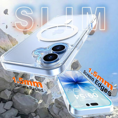 MOCCA Magnetic for iPhone 17 Case Clear,（Anti-Yellowing）(Compatible with Magsafe) 16FT Military Grade Protection Anti-Fingerprint Slim Shockproof Protective Transparent Phone Cover 6.3", Clear