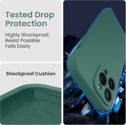 FireNova Designed for iPhone 14 Pro Case, Silicone Upgraded [Camera Protection] Phone Case, Soft Anti-Scratch Microfiber Lining Inside, 6.1 inch, Midnight Green