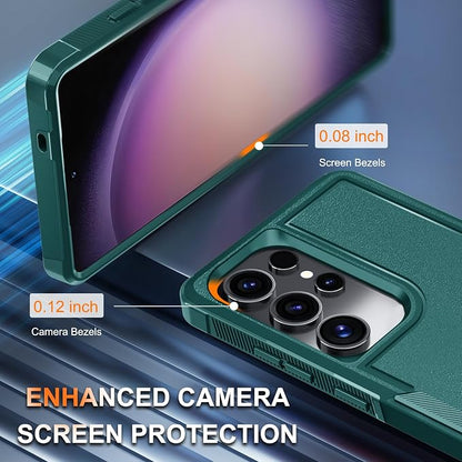 RMOCR Case for Samsung Galaxy S25 Ultra, Full Body Heavy Duty Rugged Shockproof Protective Phone Cover with Lanyard Strap, Tempered Glass Screen Protector and Camera Lens Cover, Dark Green
