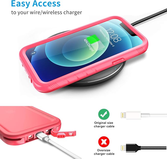 SPORTLINK Compatible with iPhone 12 Pro Max Waterproof Case - Full Body Shockproof Dustproof Phone Screen Protector Rugged Cases for iPhone 12 Pro Max 6.7 Inches Pink