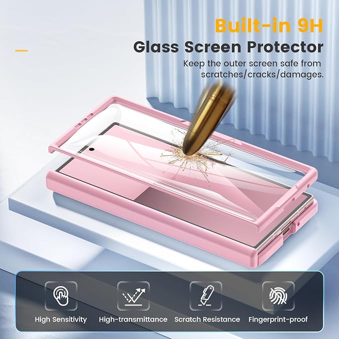 Caka Magnetic for Samsung Galaxy Z Fold 7 Case with Hinge Protection Pink | Compatible with MagSafe, Built-in Outer Screen Protector, Hinge Guard, Translucent Matte Back, 360° Hybrid Drop Defense