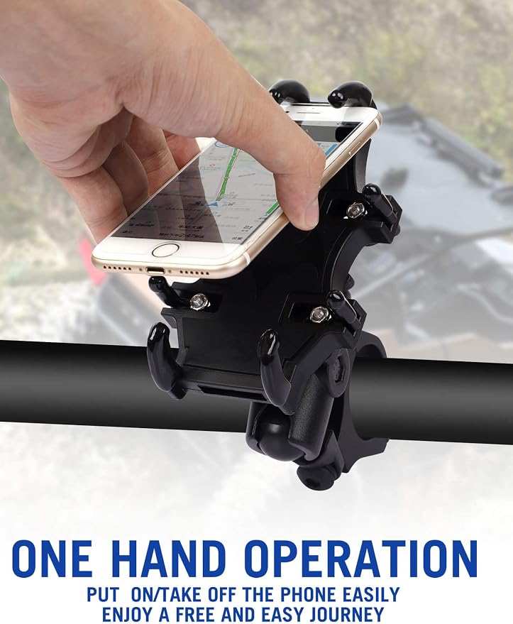 ZIDIYORUO UTV Phone Mount for 1.75"-2" Roll Bar, 360°Rotation UTV Phone Holder with 8 Claws, Aluminum Alloy Heavy Duty Smartphone Holder Hang on to 4.7"-7.1" Devices for Polaris RZR/Can Am X3