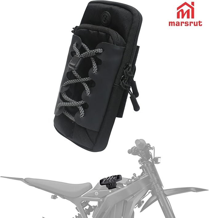 Dirtbike Battery Cover Storage Bag, Phone Pouch for Ebike, Fit for Surron Light Bee/Talaria/Segway X160/X260/E Ride Pro/Surron Ultra Bee, Motorcycle Front Frame Bag for Electric Dirt Bikes (with Logo)