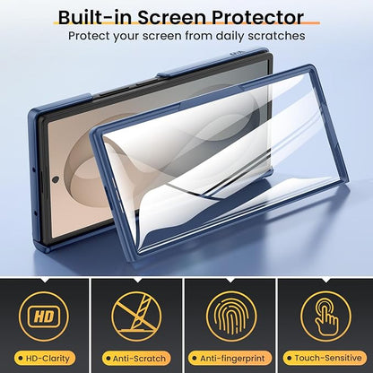 VEGO for Samsung Fold 8 Ultra Case with Hinge Protection&Camera Cover,Blue | Built-in Rotating Ring Stand[Screen Protector] Heavy Duty Shockproof Protective Hard Case for Samsung Z Fold 8 Ultra