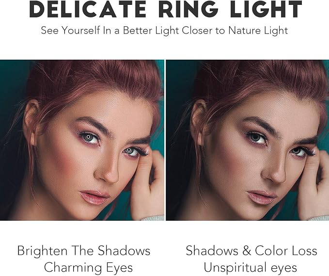 10 inch Ring Light with Tripod Stand - Rovtop LED Camera Selfie Light Ring with iPhone Tripod and Phone Holder for Video Photography Makeup Live Streaming, Compatible with iPhone and Android Phone