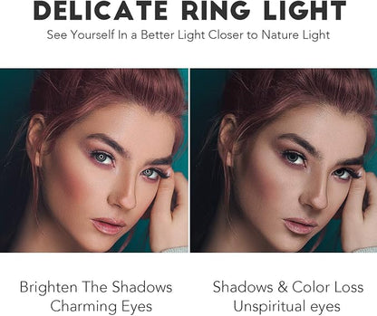10 inch Ring Light with Tripod Stand - Rovtop LED Camera Selfie Light Ring with iPhone Tripod and Phone Holder for Video Photography Makeup Live Streaming, Compatible with iPhone and Android Phone