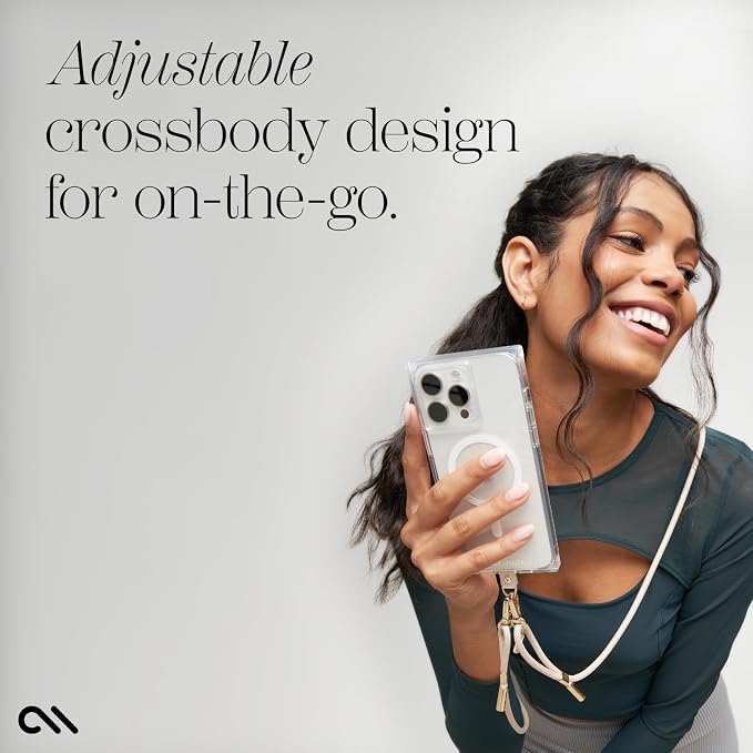 Case-Mate Crossbody Phone Lanyard/Chain [Works with All Phones] Hands-Free Cell Phone Charm/Strap - Neck Chain Holder for iPhone 17 Pro Max / 16 Pro Max / 15 Pro Max / 14/ S26 Ultra / S25 - Beige Rope