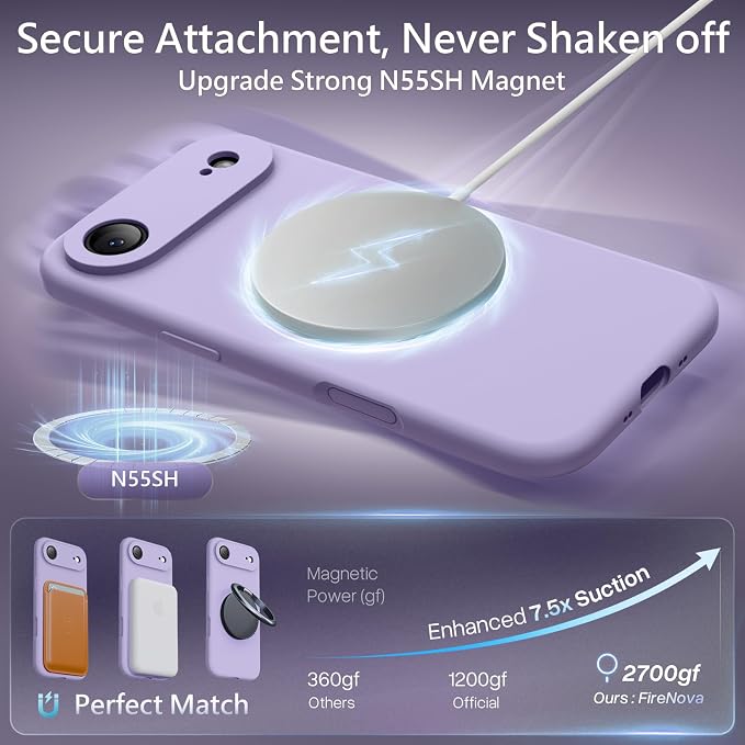 FireNova Magnetic for iPhone Air Case, Compatible with MagSafe, [Integrated Silicone Camera Control Button] [Camera Protection] Microfiber Lining Phone Case for iPhone 17 Air, 6.5", Clove Purple