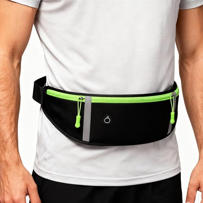 Beatac Slim Running Belt For Jogging, Hiking & Cycling Unisex Phone & Money Holder for Men & Women (Black)