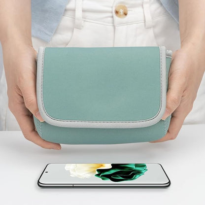 LENTION Mint Green Neoprene Electronic Organizer Pouch with Hook-and-Loop | Compact Tech Storage Fits Laptop Adapter, Mice, Charger, Power Bank & Cable to Keep Daily Travel Accessories Neatly Sorted