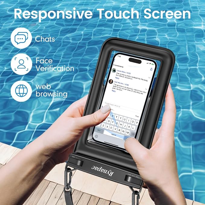 [Up to 8.5"] Floating Waterproof Phone Pouch 2 Pack - Floatable Waterproof Phone Case with Lanyard for iPhone 17 16 15 Pro Max, Galaxy S25 S24 Ultra, IPX8 Cellphone Dry Bags, Beach Vacation Essentials