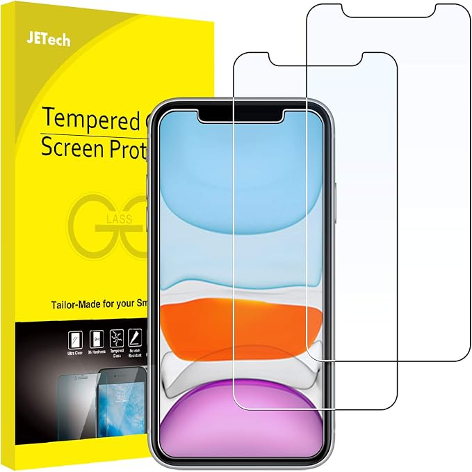 JETech Screen Protector for iPhone 11/XR, 2-Pack | HD Clear, Face ID Compatible, Anti-Scratch Glass