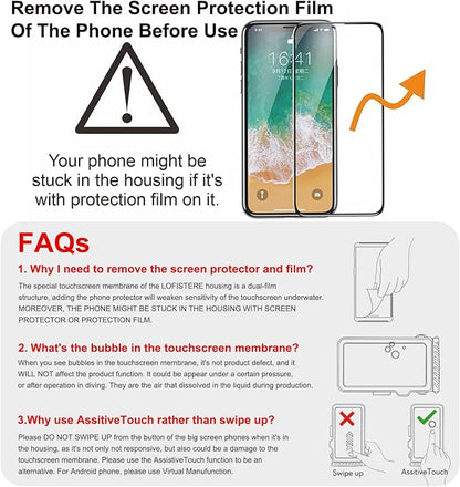 Waterproof Phone Case for Snorkeling & Diving (33ft/10m), IP68 Waterproof Hard Case for Swimming, Universal Underwater Touch Screen Case Compatible with iPhone (Gray, 4th Generation Phone Case)