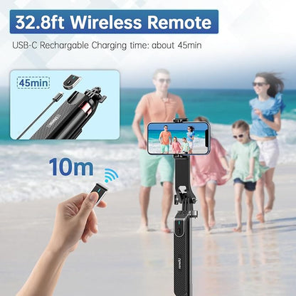 ULANZI MA09 71'' Phone Tripod, Selfie Stick Cell Phone Tripod Stand with Wireless Remote Control 360° for Rotation Travel Selfie Video Recording Live Compatible with iPhone Android Camera Action GoPro