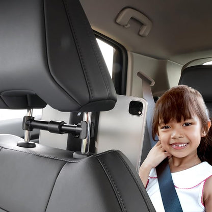 Monster Tablet Mount for Car Headrest, Adjustable Car Tablet Holder for Back Seat Kids, Fits All Tablets up to 7.87” Inches (4”-12” + Sized Tablets), for iPad Pro, Mini, Air, Fire, Galaxy, and More