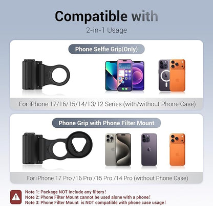 KIWIFOTOS Magnetic Phone Camera Grip with 67mm Phone Lens Filter Adapter Kit for Magsafe iPhone 17 16 15 14 Pro Handle with Remote & Tripod Adapter (Filter not Included)