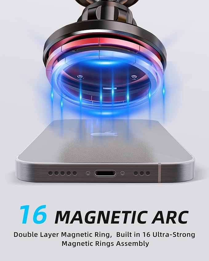 Magnetic Phone Holder for Gym – 360° Rotating Gym Phone Mount Holder for MagSafe, Dual Magnetic Cell Phone Holder Compatible with iPhone 16 15 14 13 12 Series Portable Gym Accessories-931004