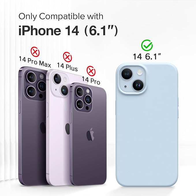 GONEZ Magnetic for iPhone 14 Case, Compatible with Magsafe, with Screen Protector + Camera Protector, Anti-Scratch Microfiber Lining, Liquid Silicone Shockproof Protective Phone Case, Blue