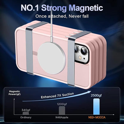 MOCCA Strong Magnetic for iPhone 11 Case,[Compatible with Magsafe][Glass Screen Protector+Camera Lens Protector] Slim Thin Shockproof Cover Case for iPhone 11 6.1 inch, Pink