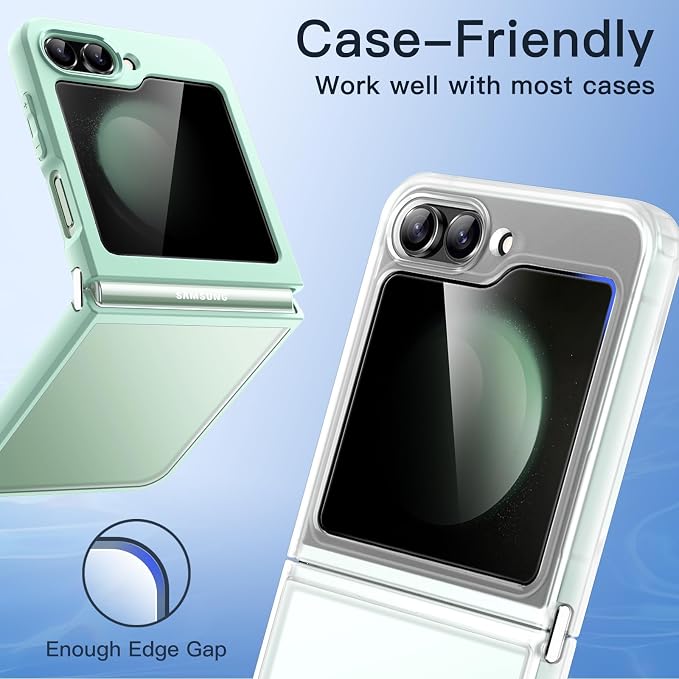 JETech Front Privacy Screen Protector for Samsung Galaxy Z Flip 5, 2-Pack | Anti-Spy 9H Tempered Glass, Easy Installation Tool, Case-Friendly