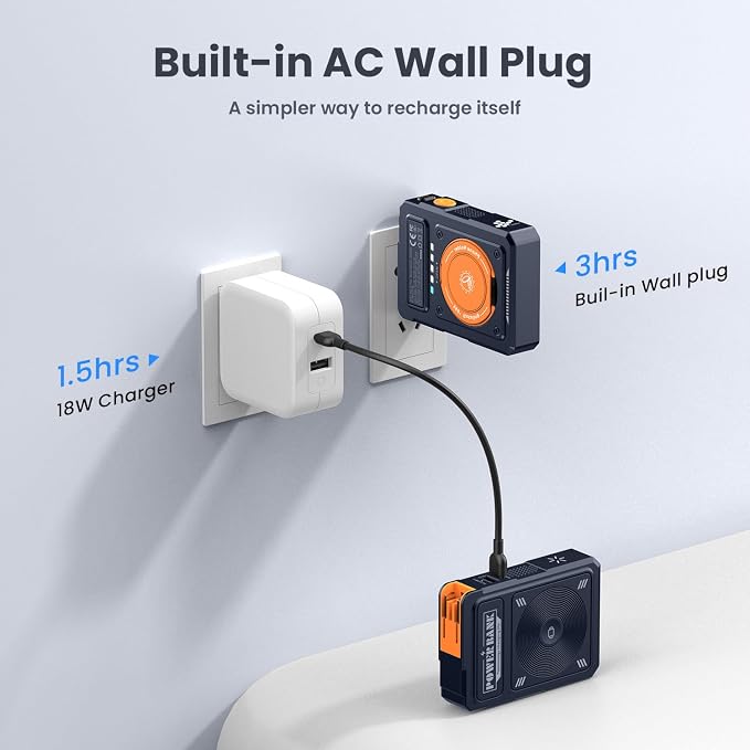 for Magsafe Battery Pack 10000mAh,5-in-1 Magnetic Portable Charger with Wall Plug, Wireless Power Bank for Apple Watch,22.5W Fast Charging PowerBank for iPhone 17 Pro Max/16/15/14/13/12 Mini