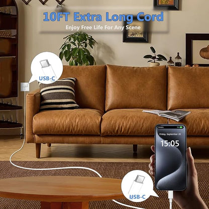 10FT for iPhone 17 16 15 Charger Fast Charging, Long USB C to C Charger Cord with 20W Type C Phone Fast Charging Block for iPhone 17/17 Air/17 Pro max/17 Plus/16e/16 Pro/15 Pro/15 Pro max,iPad, 1Pack