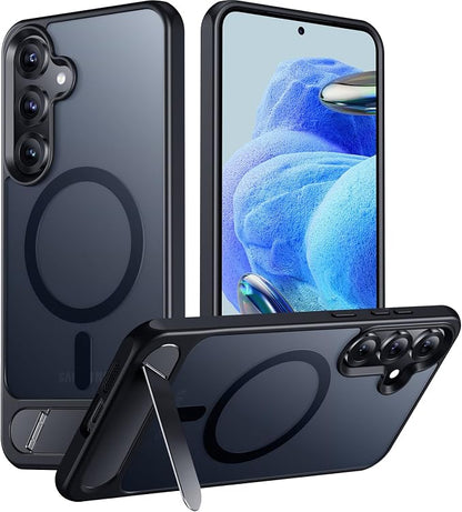 Magnetic for Samsung Galaxy S25 Plus Case, [Innovate Stand][Military Grade Drop Protection][Non Slip][Translucent Matte] Shockproof Phone Case for Galaxy S25 Plus 6.7" 2025 -Black