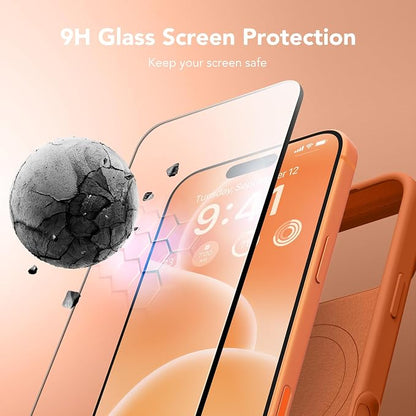 GONEZ Magnetic for iPhone 17 Pro Case, Compatible with MagSafe, [Screen Protector + Camera Lens Protector], Liquid Silicone Anti-Scratch Shockproof Protective Phone Case 6.3 inch, Starry Orange