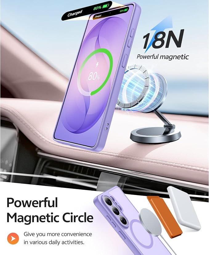 FNTCASE for Samsung Galaxy S26-Ultra Case: [Fit for Magsafe] [Full Camera Protection] Translucent Matte Cases with [Screen Protector] Military Grade Shockproof Protective Phone Cover - Light Purple