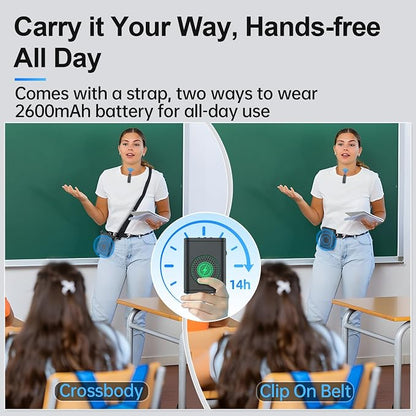Moman Voice Amplifier with Wireless Lavalier Microphone, Zero Whistling Low Latency Portable Speaker, Personal PA System with Wireless Clip on Mic for Teachers Classroom Yoga Tour Guide Meeting Coach