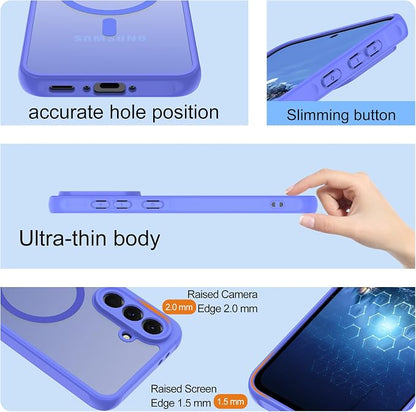 Compatible for Samsung Galaxy A56 5G Phone Case: A56 Case with 2PC Tempered Glass Screen Protector, Wireless Charging Matte Translucent Soft-Touch & Full Body Shockproof para Case Galaxy A56,Sky Blue