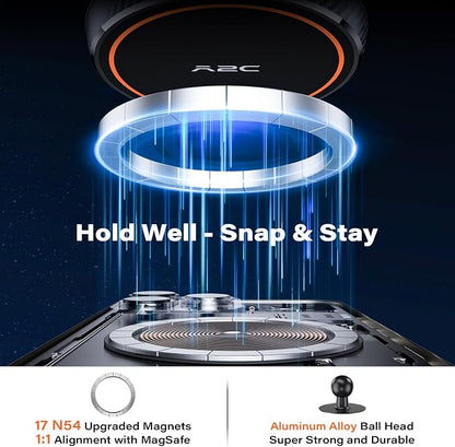 A2C Magnetic Guitar Phone Holder Mount with Adjustable Elastic Strap | 360° Rotatable Ball Head | Guitar Accessory Gift | Compatible with MagSafe – Metal Ring Included for All Smartphones
