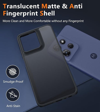 FNTCASE for Motorola Moto G-Power-5G-2025 Case: Frosted Translucent Matte Slim Protective Phone Case - Shockproof Non Slip Anti-Fingerprint Hard Rugged Cell Cover (6.8 Inch/Black)