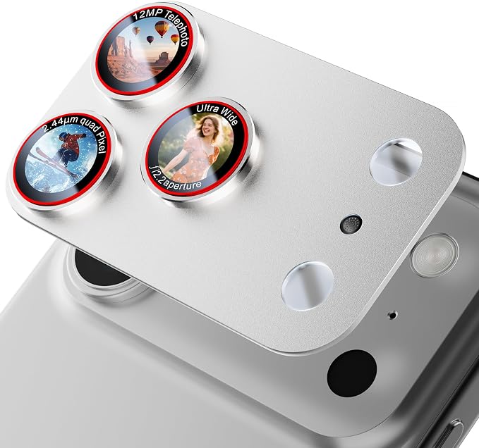 X-it for iPhone 17 Pro Camera Lens Protector, 9H Military Grade High-Alumina Tempered Glass Cover, Shatterproof with Strong Adhesion, Case Friendly & 1:1 Perfect Fit Camera Protector (Silver)