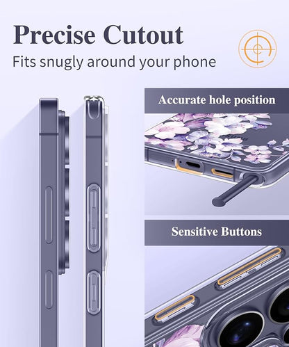 GVIEWIN for Samsung Galaxy S26 Ultra Case, Clear Floral Slim Shockproof Protective Women Phone Case, Non-Yellowing, with Screen Protector & Camera Lens Protector for S26 Ultra 6.9", Foliolosa