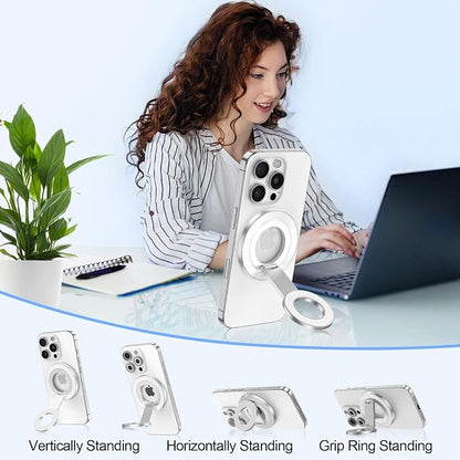MagSafe Phone Ring Holder, Magnetic Grip Stand Finger Ring Kickstand Dual-Sided Phone Holder for Samsung Galaxy S26 S25 Ultra S24 Z Fold7 Flip7 iPhone 17 Pro Max 17 16e 16 Plus 16 Fit Magnet Car Mount
