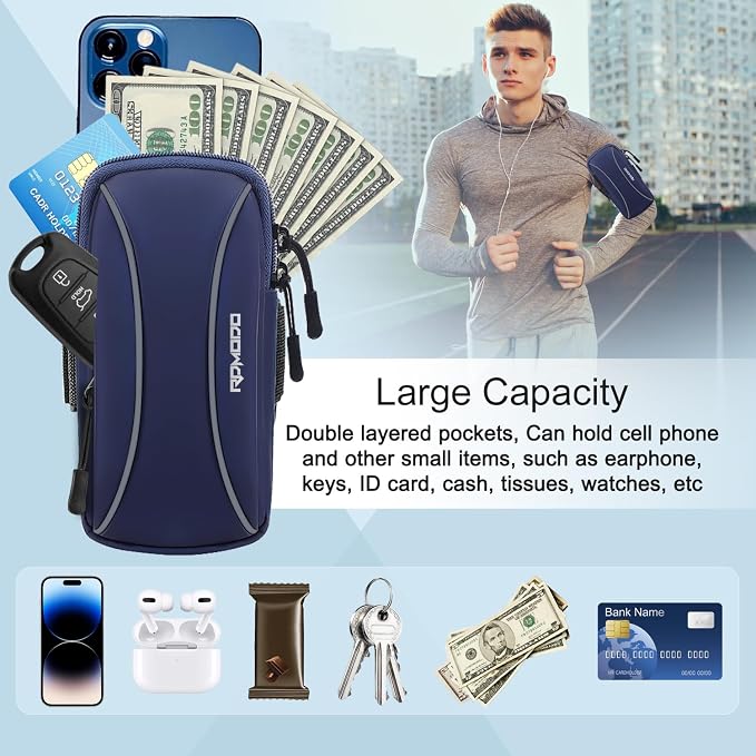 Phone Holder for Running with Crossbody Strap, Arm Band for Phone for Running for iPhone 15 14 Pro Max Samsung Under 7.2 Inch, Water Resistance Cell Phone Holder for Walking Jogging Women Men
