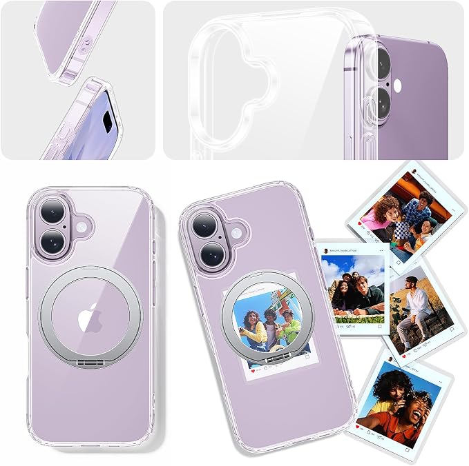 3 in 1 for iPhone 17 Case Stand |Build in Kickstand,Screen Protector *1 & Camera Lens Protector*1, Not Yellowing, Fits MagSafe, Military-Grade Protection