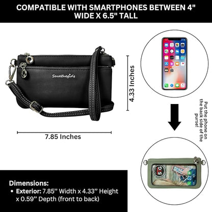 Save the Girls Cell Phone Purse - Touch Screen Women’s Crossbody Bag - Clutch Purses for Women (Bella) | Touch Screen, for Women