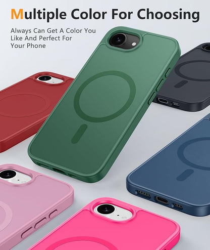 FNTCASE for iPhone 17e/ iPhone 16e Case, Fit for Magsafe, Screen Protector | Matte Magnetic Back, 14FT Military Grade Drop Protection, Shockproof Protective Phone Cover, Full Green