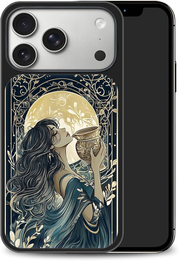 Constellation Series - Aquarius Designs Magnetic for iPhone 17 pro max Case, Tarot Style Model Glass Phone Cover, Compatible with Magsafe - fits iPhone 17 pro max Case for Women
