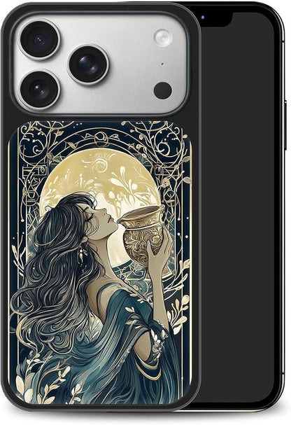 Constellation Series - Aquarius Designs Magnetic for iPhone 17 pro max Case, Tarot Style Model Glass Phone Cover, Compatible with Magsafe - fits iPhone 17 pro max Case for Women