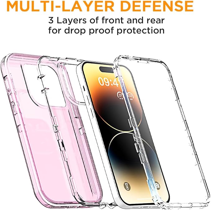 AICase for iPhone 14 Pro Case Clear 3 in 1 Heavy Duty Drop Protection Full Body Rugged Shockproof/Dust Proof 3-Layer Military Protective Tough Durable Cover for iPhone 14 Pro 6.1"_2
