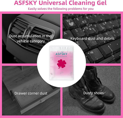 ASFSKY Reusable Cleaning Gel for Car Interior, Keyboard & Home – 5 Pack (90g Each), Sticky Dust & Crumb Remover, No Water Needed, Long-Lasting Dry Cleaner (Rose Red)