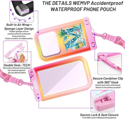 Personalized Initial Waterproof Phone Pouch Case - IPX8 Cellphone Dry Bag with Lanyard for iPhone 16/15/14/13/12 Pro Max (6.1–6.9"), Beach & Cruise Ship Essentials with Monogrammed Design (Pink, M)